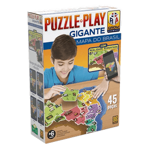 Jogo Quebra Cabeca Puzzle 200 Pecas Mapa do Brasil +7 Anos - Grow