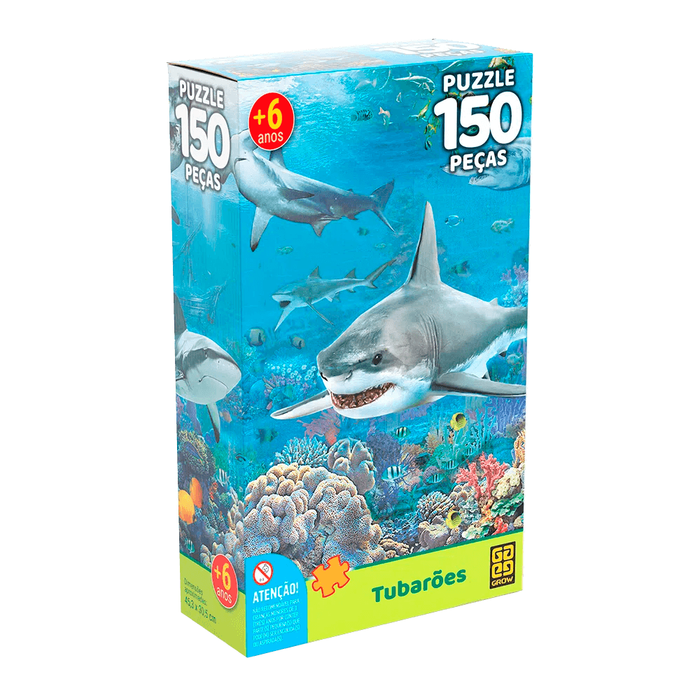 Quebra-Cabeça - 150 Peças - Tubarões - Grow