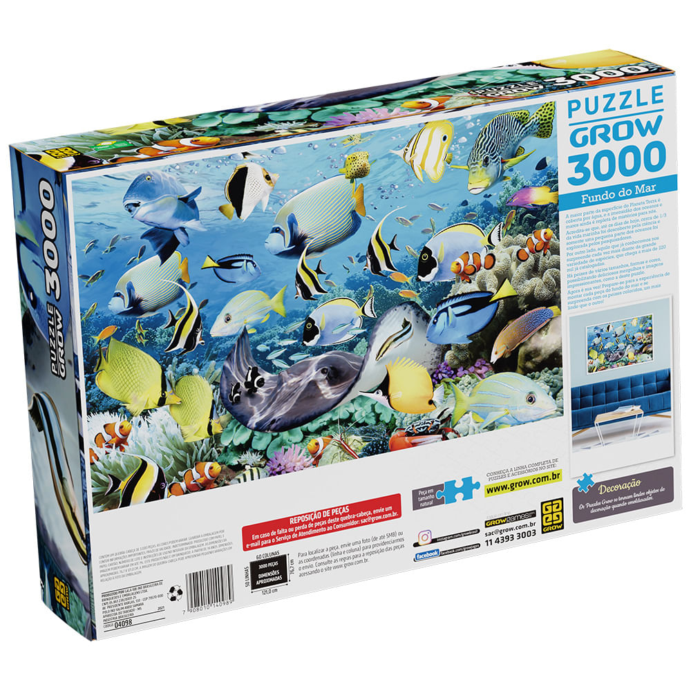 Quebra-cabeça 3000 peças Fundo do Mar - Loja Grow
