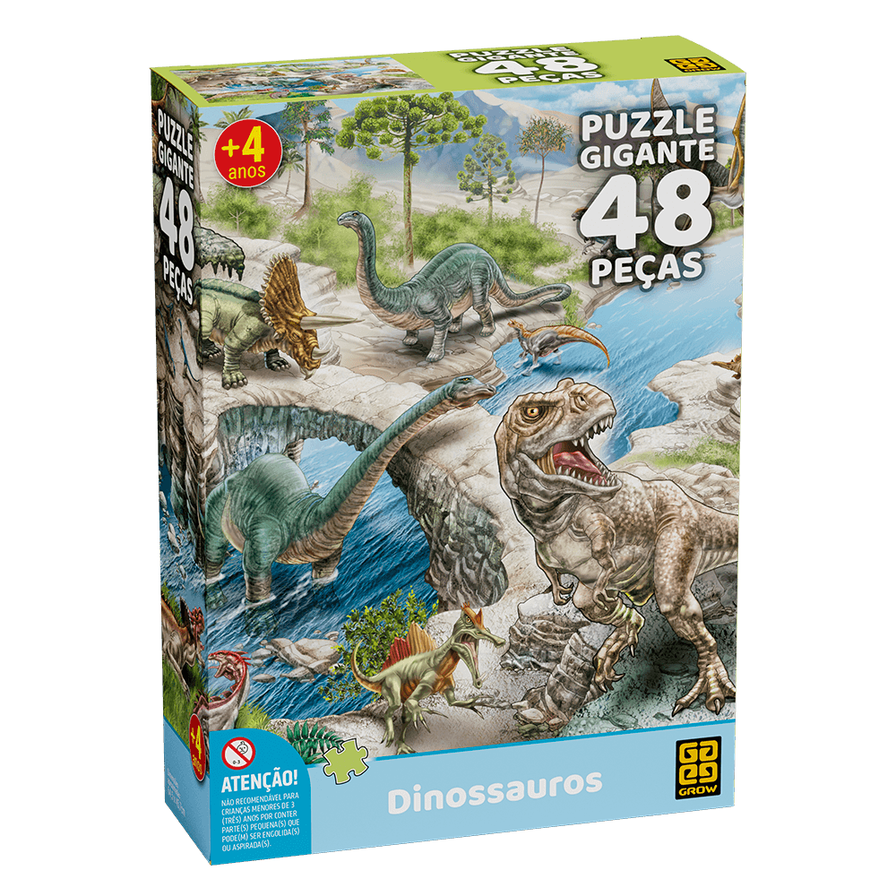 Quebra-Cabeça - Dinossauros - 100 Peças - Grow