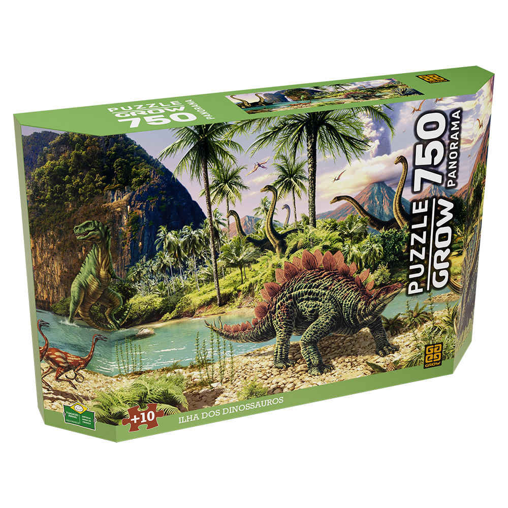 Puzzle 750 peças Panorama Ilha dos Dinossauros - Loja Grow