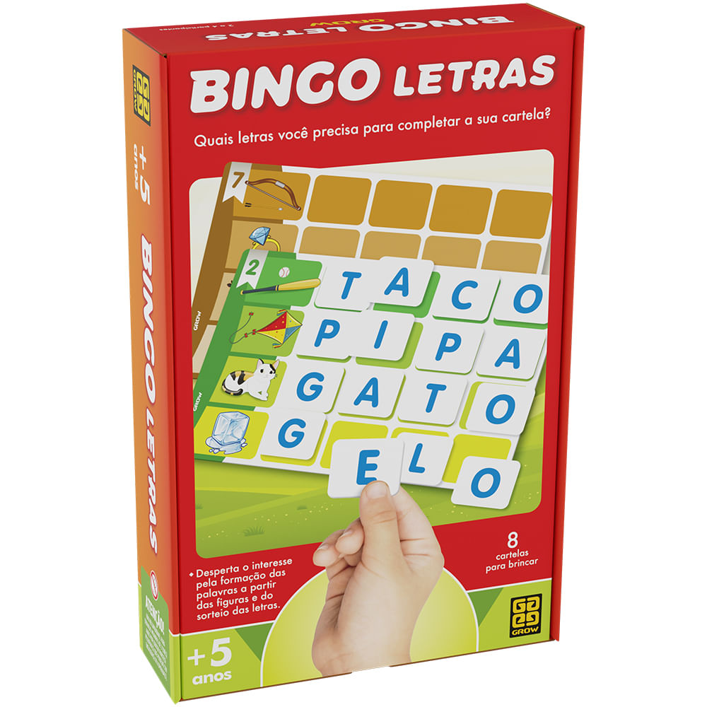 Bingo Infantil Letras Jogo Criança Educativo 5 a 8 anos grow Original no  Shoptime